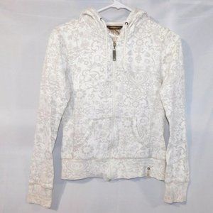 Womens XS Groggy Cream Tan Pattern Full Zip Hoodie